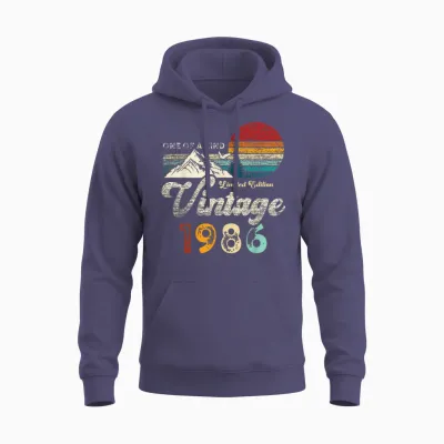 Vintage 1986 Mountains Eagle Retro 39th Birthday Unisex Hoodie - Heather Sport Dark Navy