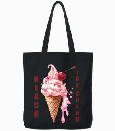 Beach Ice Cream Delight Tote Bags - Black
