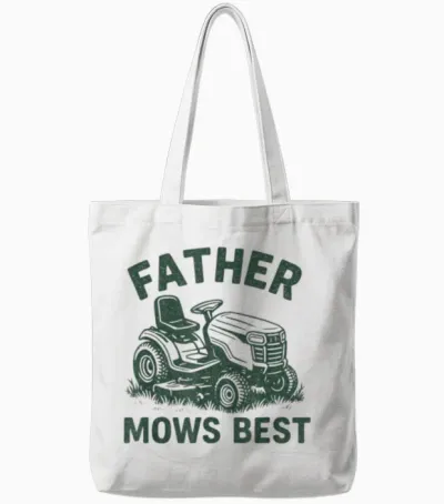 Father Mows Best Retro Tote Bags - White