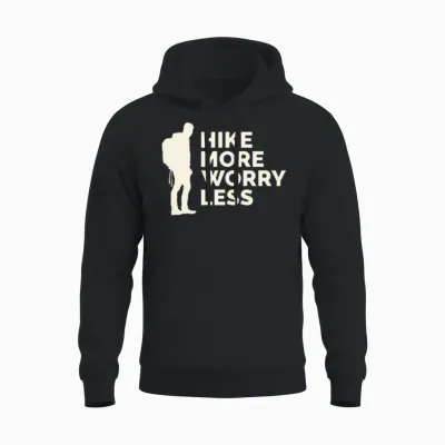 Hike More Worry Less Hiking Unisex Hoodie - Black