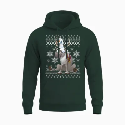 Disney Frozen Olaf Sven Riding Antler Unisex Hoodie - Forest