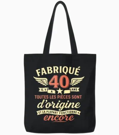 40th Birthday Man Woman 40 Years 1985 Funny Gift Tote Bags - Black