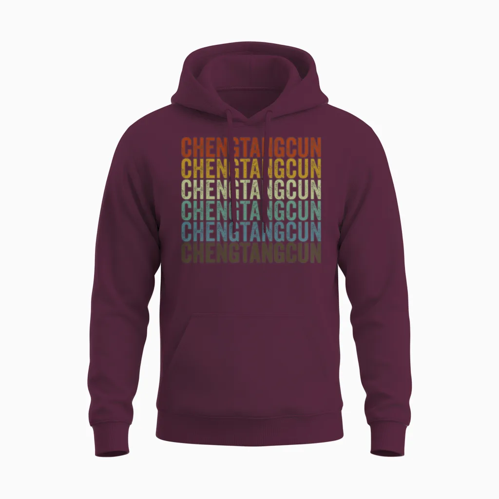 Chengtangcun China Retro Vintage Unisex Hoodie - Maroon