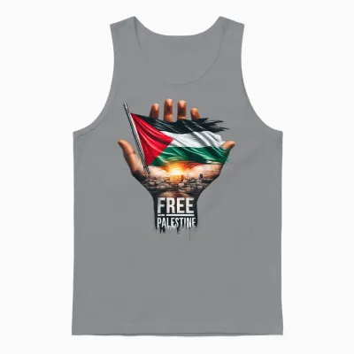 Free Palestine, Palestine, Gaza, Palestinian Pride Gift T-Shirt, Black, S Unisex Tank Top - Sport Grey