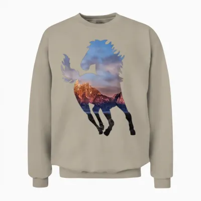 Wild Mustang Western Horse Gift for Horse Lovers Unisex Sweatshirt - Sand