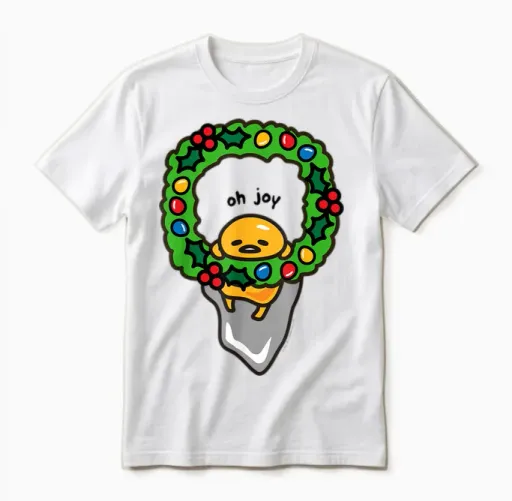 Gudetama Christmas Wreath Unisex T-Shirt in White