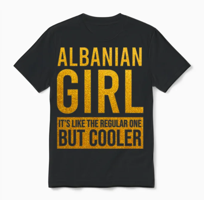 Albanian Girl Funny Unisex T-Shirt in Black