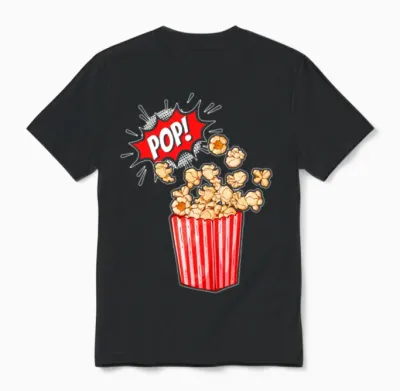 Retro Movie Popcorn Lover Unisex T-Shirt - Black