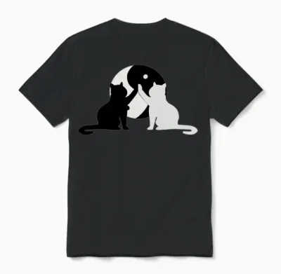 Yin Yang Cat Funny Cat Lover Unisex T-Shirt - Black