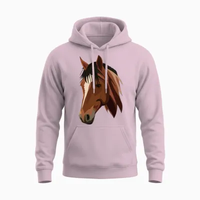Horse Head Unisex Hoodie - Light Pink
