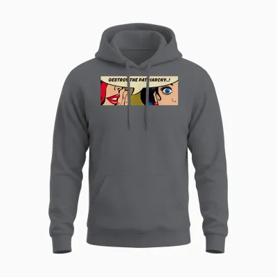 Destroy the Patriarchy - Women Whispering - Feministische Pop Art Unisex Hoodie - Charcoal