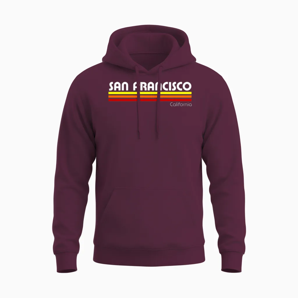 San Francisco California Retro Unisex Hoodie - Maroon