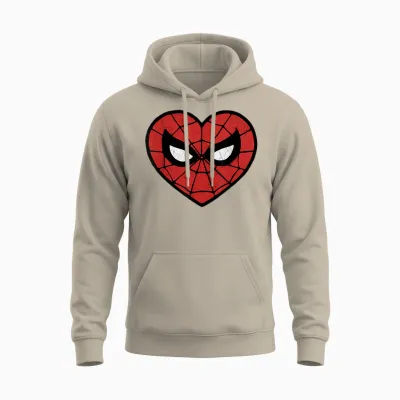 Marvel Spider-Man Heart Logo Valentine's Day T-Shirt Face Mask Unisex Hoodie - Sand