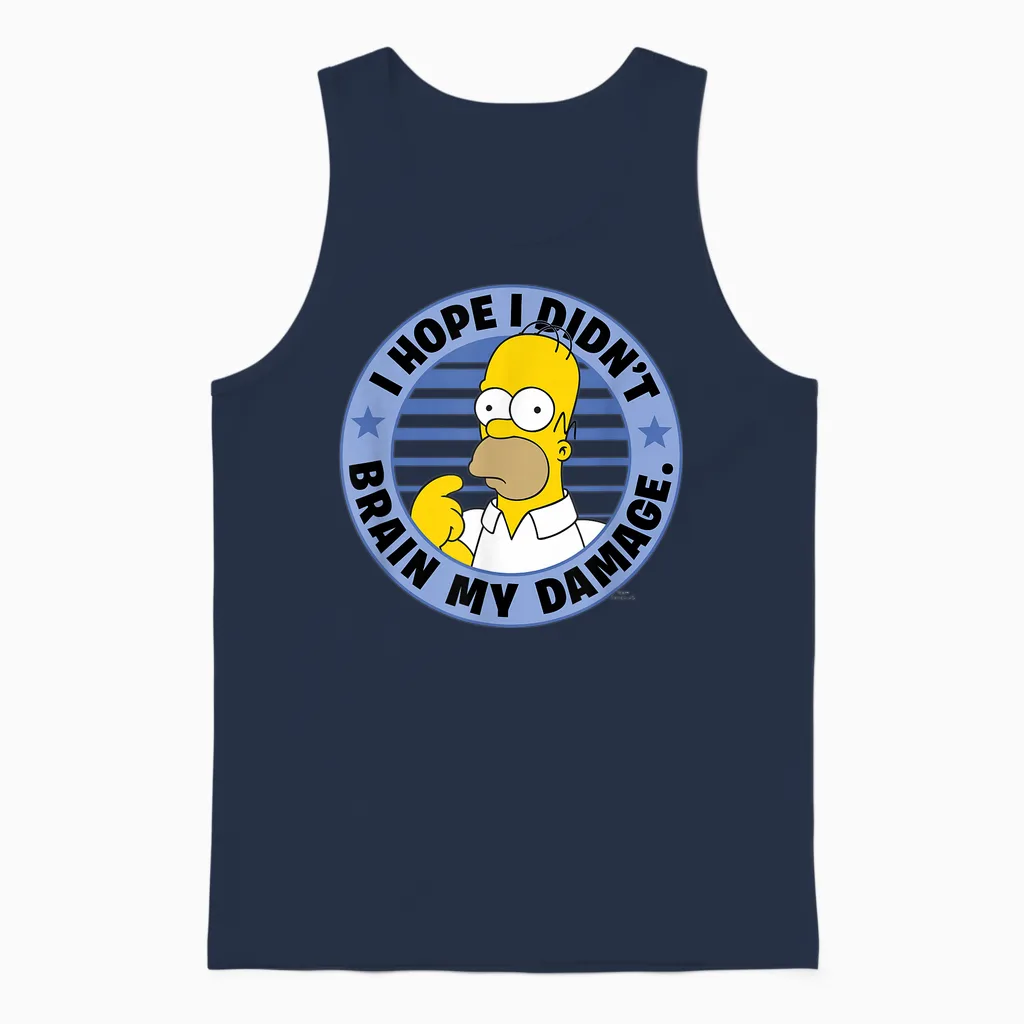 The Simpsons Homer I Hope I Didn't Brain My Damage Unisex Tank Top in Navy