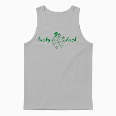 St Patrick's Lucky Duck Saint Paddy's Day Irish Beer Martini Unisex Tank Top - Ash