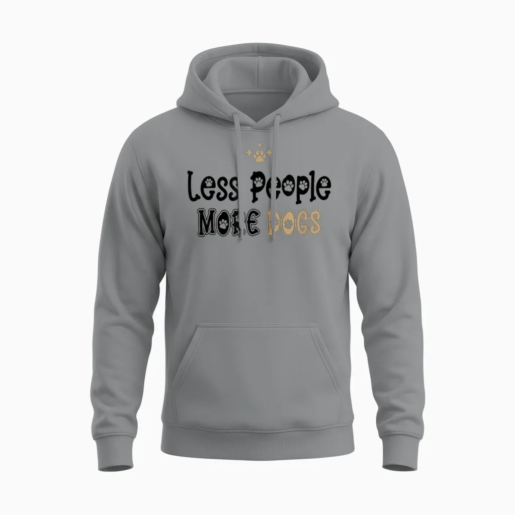Less People More Dogs Dog Lovers Gift Unisex Hoodie in Sport Grey