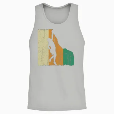 Retro Distressed Rock Climbing Unisex Tank Top - Ash