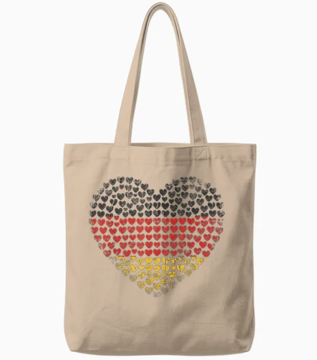 Deutschland Flaggenherz Aus Kleinen Herzen Schwarz Rot Gold Tote Bags in Natural