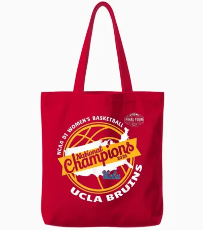 Ucla Bruins Women's Basketball 2026 National Champs Black Tote Bags - Red