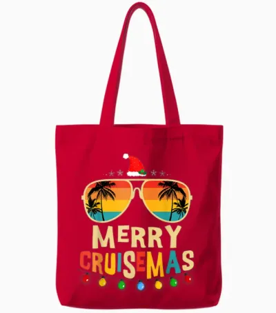 Merry Cruisemas 2025 Christmas Santa Reindeer Cruise Tote Bags - Red