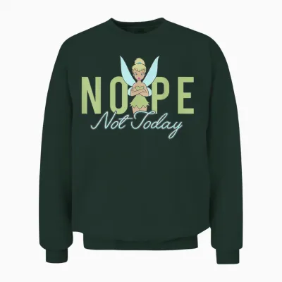 Disney Peter Pan Tinker Bell Nope Not Today Short Sleeve Unisex Sweatshirt - Forest