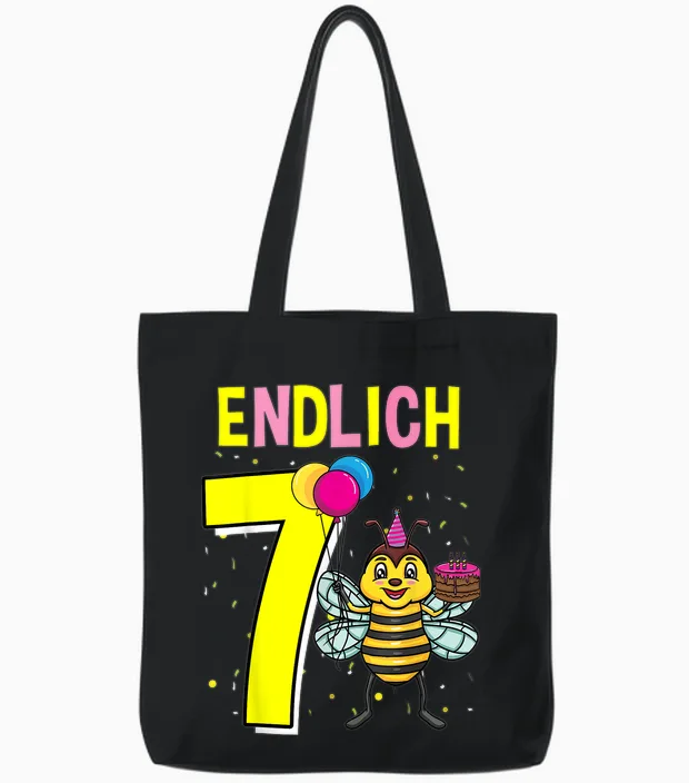 Geschenk 7 Jahre Alt Kinder Bienen Geburtstag Tote Bags in Black