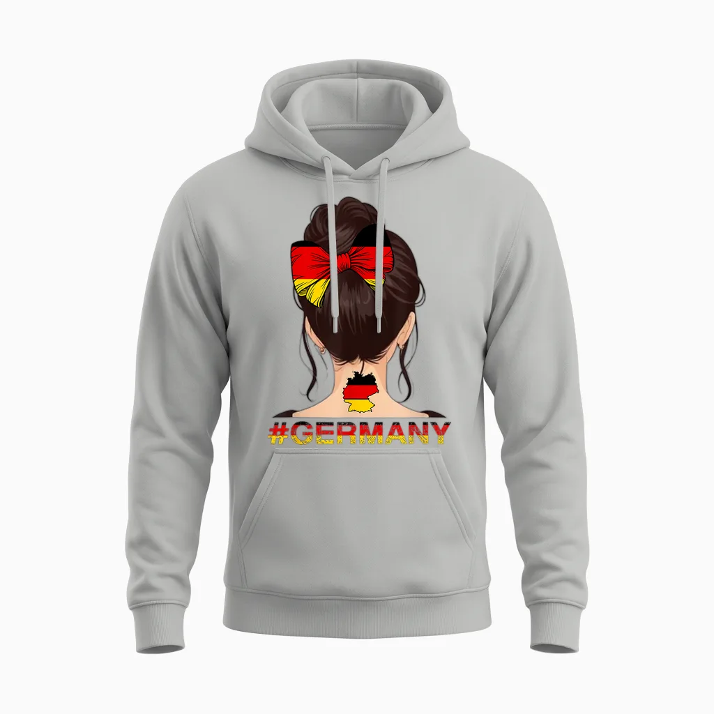 Deutsches Mädchen - Messy Bun Mit Deutschland-Flagge Unisex Hoodie in Ash