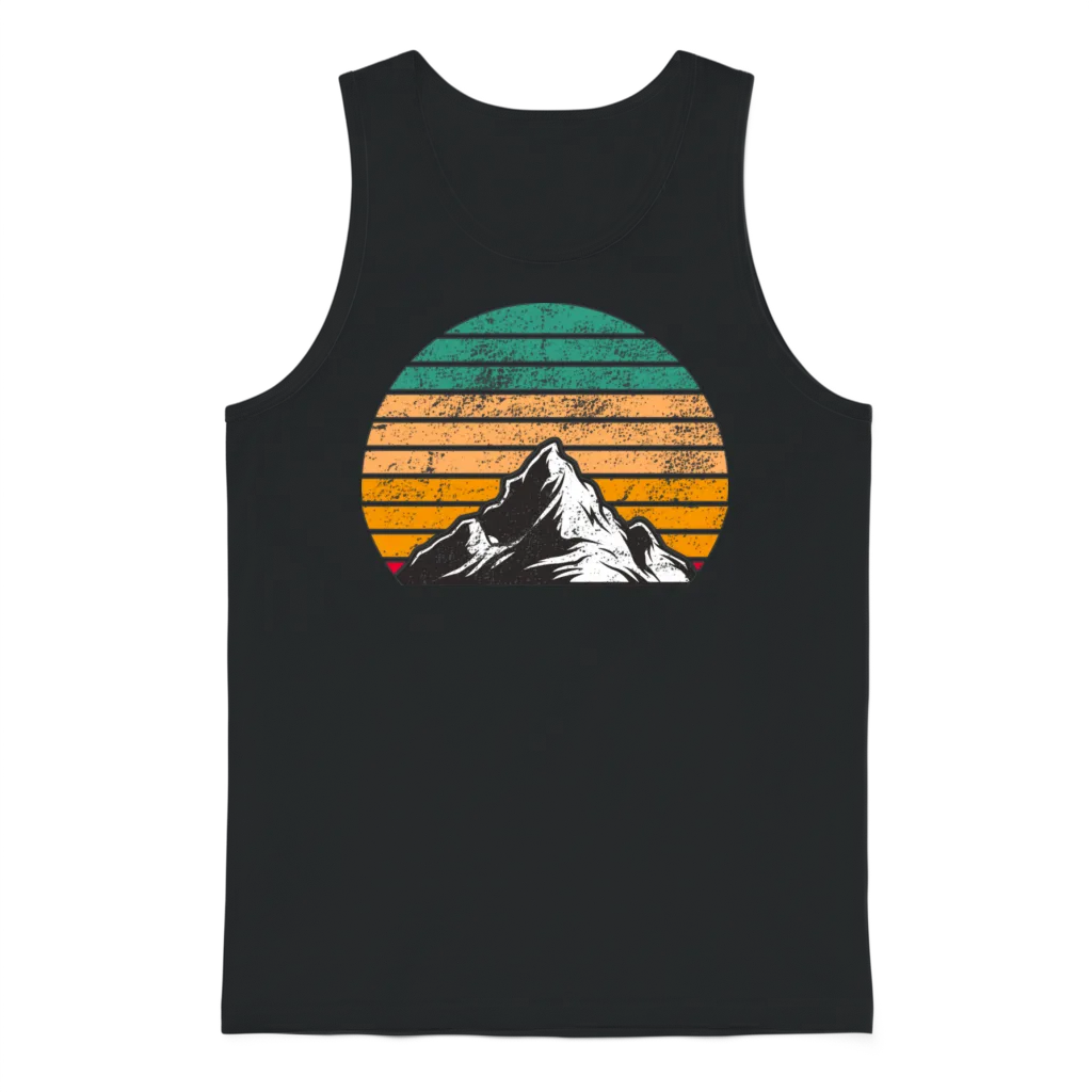 Retro Sunset Mountain for Adventurers Unisex Tank Top - Black