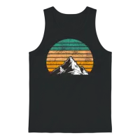 Retro Sunset Mountain for Adventurers Unisex Tank Top - Black – 1