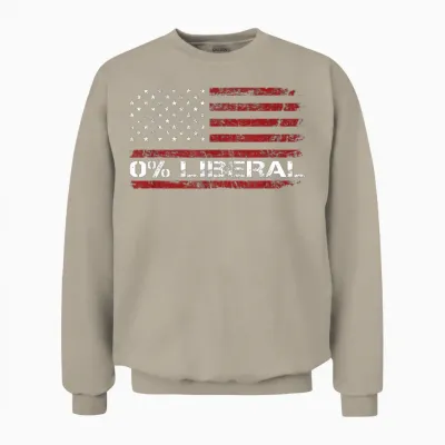 0% Liberal Zero Percent Anti Liberal - Red Republican Unisex Sweatshirt - Sand