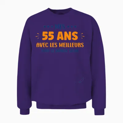 Humour 55 Years to Sign Signature Birthday 55 Years T-Shirt, White, S Unisex Sweatshirt - Purple