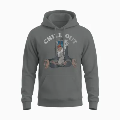 Disney Lion King Rafiki Chill Out Meditation Graphic Unisex Hoodie - Graphite Heather