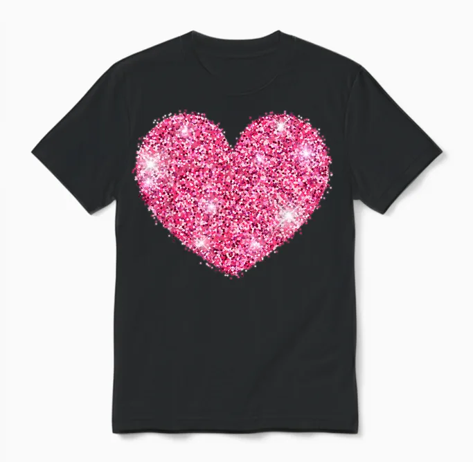 Red Heart Valentine's Day Costume Love for Men and Women Unisex T-Shirt in Black