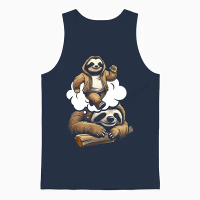 Sloth Funny Unisex Tank Top - Navy