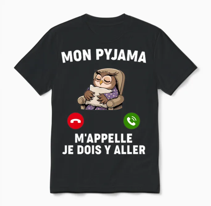 Humor Pajamas M'appelle Nap Night Bed Go Sleep Hour Unisex T-Shirt in Black