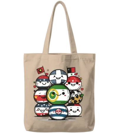 Countryball Characters Depicted in Their Iconic Tote Bags - Natural
