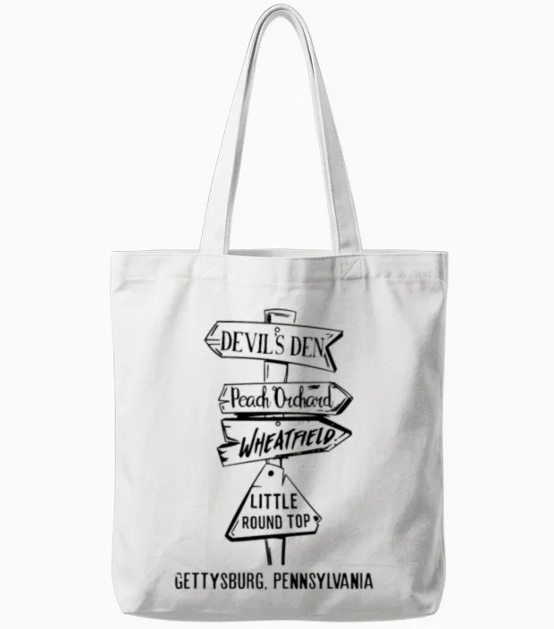 Gettysburg Civil War Landmarks Tote Bags in White