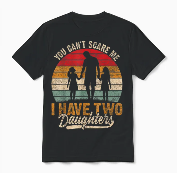 Meilleur Papa De Deux Filles, Mari Drôle Pour La Fête Des Pères Unisex T-Shirt in Black