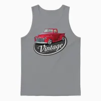 Vintage Red Truck Unisex Tank Top in Sport Grey - 1