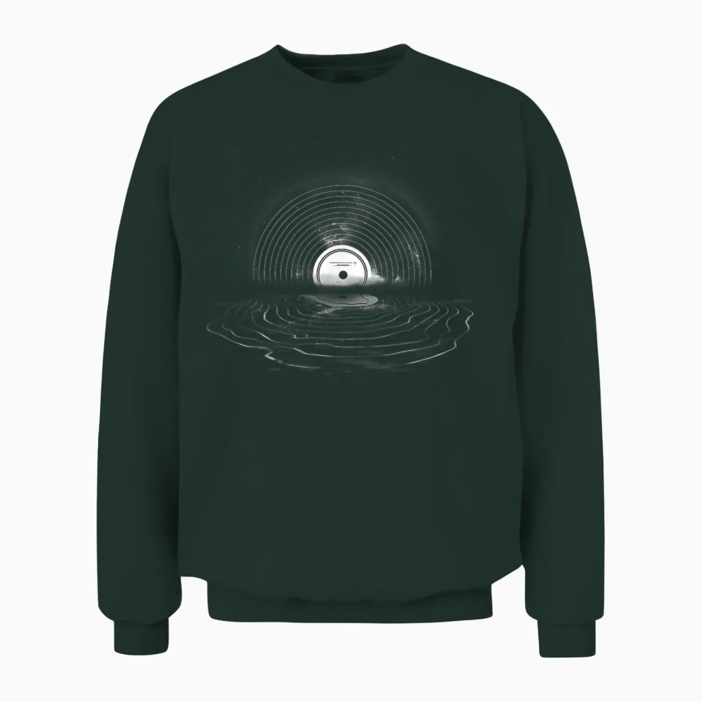 Vinyl Music Vinyl Moon Vinyl Record Lovers Collectors Unisex Sweatshirt in Forest