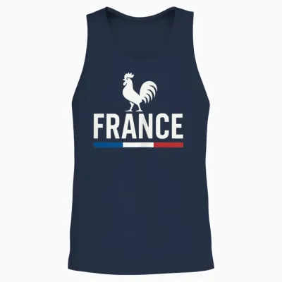 Modern France with White Rooster and French Unisex Tank Top - Navy