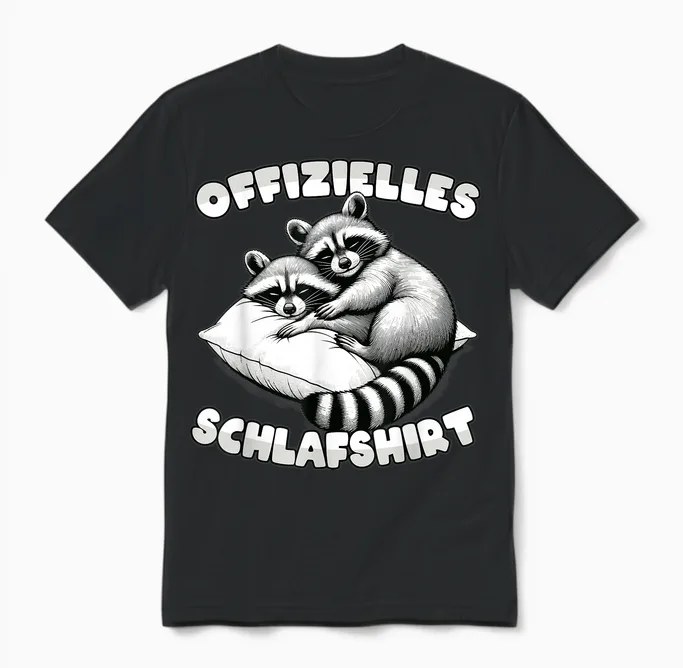 Official Sleepshirt Raccoon Pyjamas Sleep Funny T-Shirt, Black Unisex T-Shirt in Black
