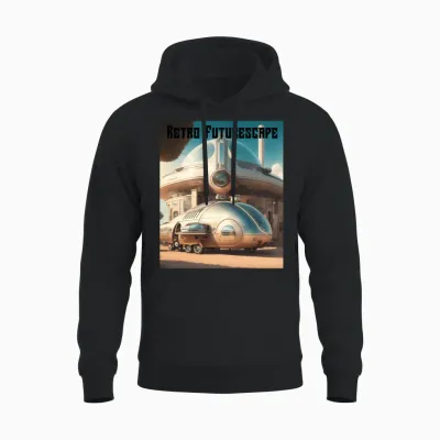 Retro Futurescape Unisex Hoodie - Black