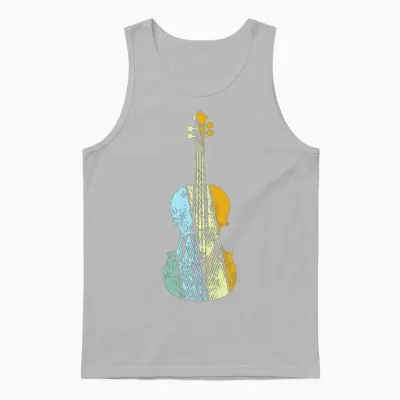 Violin Retro Unisex Tank Top - Ash