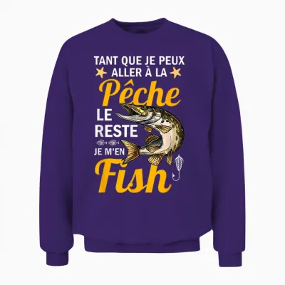 Fisherman the Rest I M'en Fish Fish Humour Fishing Idea T-Shirt, Black, S Unisex Sweatshirt - Purple