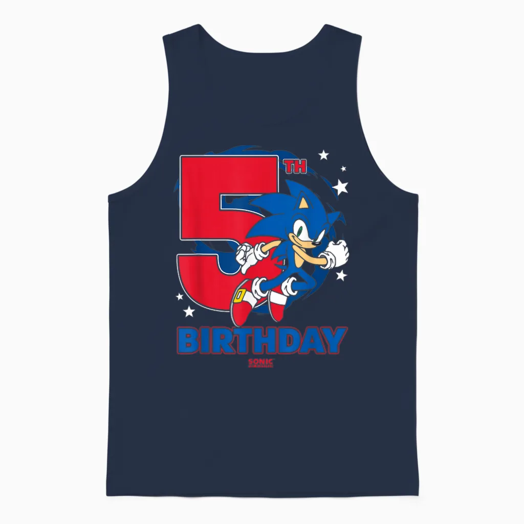 Sonic the Hedgehog 5th Birthday Epic Sonic Big Chest Logo Unisex Tank Top in Navy