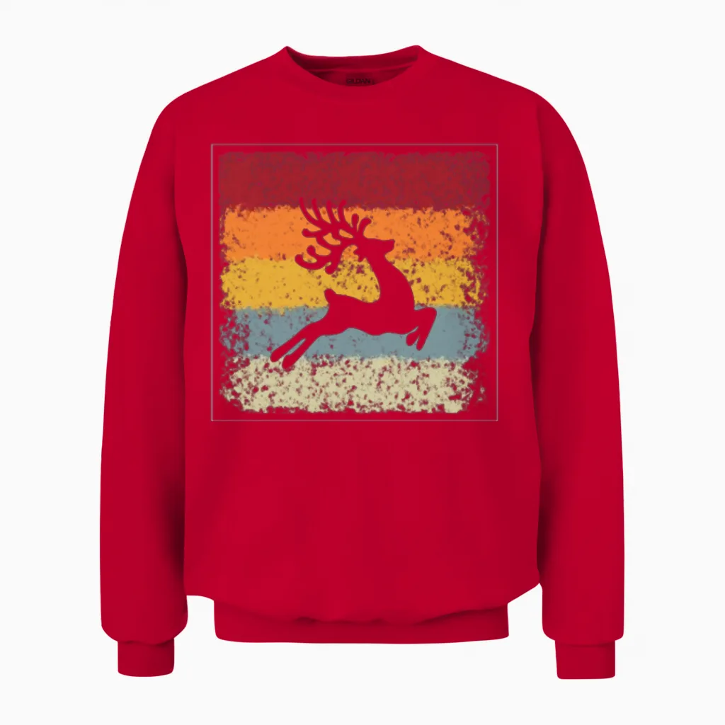 Moose Retro Unisex Sweatshirt in Red
