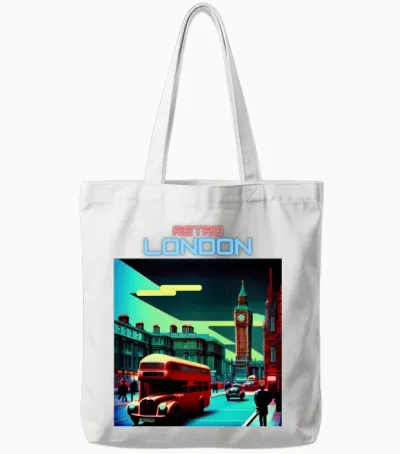 Retro London Tote Bags - White