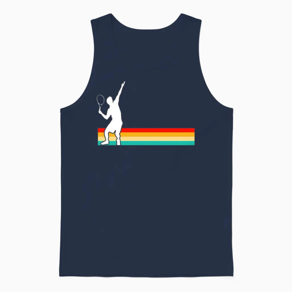 Tennis Retro Unisex Tank Top in Navy