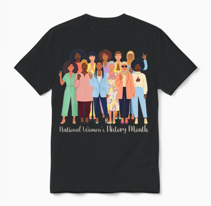 National Women's History Month 2026 Unisex T-Shirt in Black